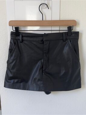 Zara Faux Leather Skort - Black - S